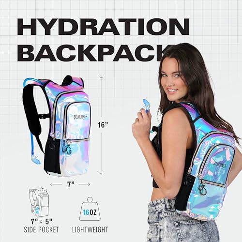 Image of Sojourner Hydration Pack, Hydration Backpack - Water Backpack with 2l Hydration Bladder, Festival Essential - Rave Hydration Pack Hydropack Hydro for Hiking, Running, Biking, Festival Gear