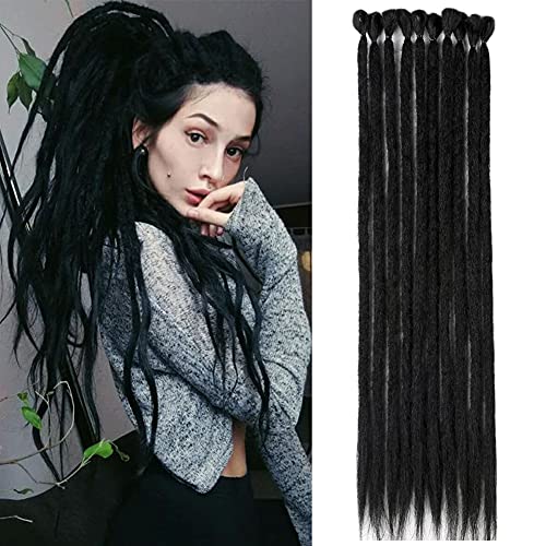 yini Synthetic Dreadlock Extensions Handmade Crochet Hair Reggae Hair 20inch 10 Strands Hip-Hop Style Dread Extensions Crochet Braids For Rock and Roll Hippie Dreadlocks Hair (1B)