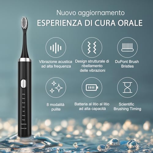Yeebyars Electric Toothbrush Spazzolino Elettrico Sonico Pasta da dentisti per adulti e bambini, tocca sottomano elettrico ultrasuono con 4 teste da sfregamento, pasta da dentisti portatile con