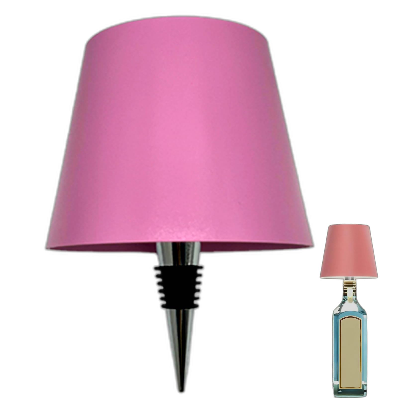Draadloze flessenlamp, 3 kleuren oplaadbare wijnflesverlichting kit voor drankflessen, batterij-aangedreven oplaadbare tafellamp, schaduw voor restaurant, thuis, bar, thuis, kantoor, Kerstmis (roze
