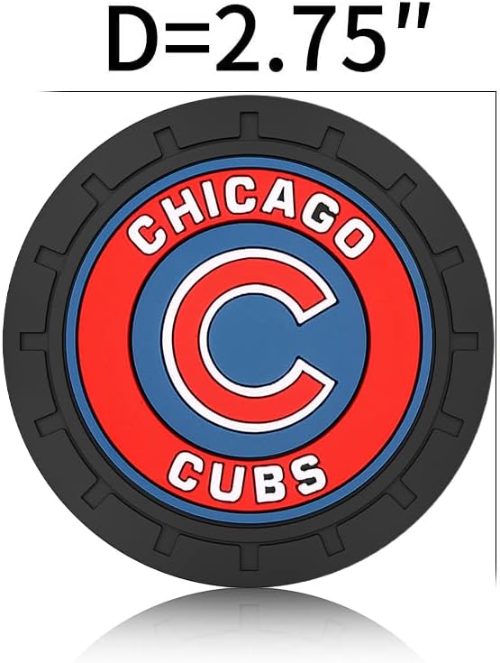Cubs Car Cup Holder Coasters for Baseball Fans,Chicago Cubs Car Coasters for Vehicle Drink Holder,Baseball Stuffs Chicago Cubs Car Cup Holder Insert,Souvenir/Gifts for Baseball Fans,Car Cup Mat - Image 3
