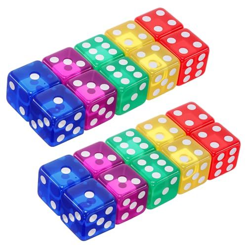 AOZUO Juego de 20 cubos de 16 mm, de acrílico, para juegos de mesa (5 colores)