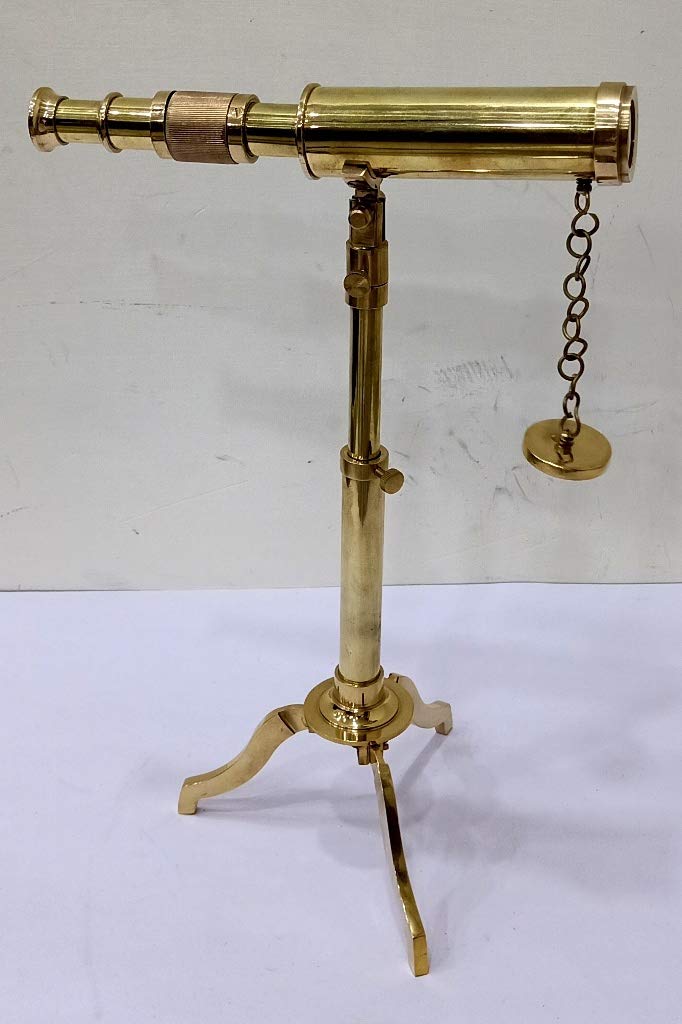 Vintage Messing-Teleskop auf Stativständer – Antiker Desktop & nautisches Spyglass für Heimdekoration und Outdoor-Abenteuer