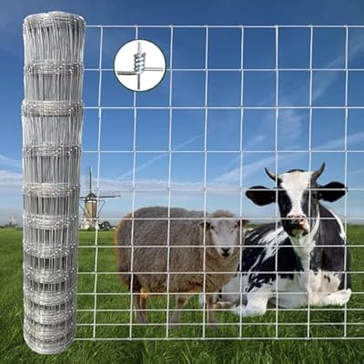 Farm Fence, 6ft x 100ft Galvanized Wire Fencing, Heavy Zinc Coating Cattle Fence Used to Hog Goat Fencing for Yard and Garden