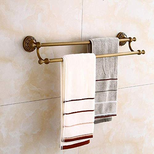 Porte-serviette double mural suspendu en laiton bronze vintage - 3