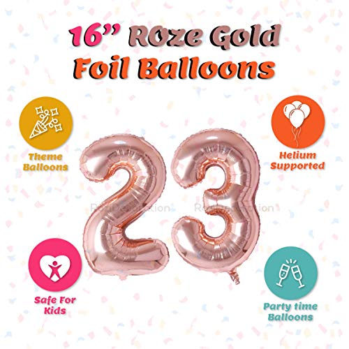 Image of Rozi Decoration 16? Inch Number 23 Foil Balloon Rose Gold Color for Birthday Parties Decoration | Happy 23th Anniversary | 23 Number Balloon Pack of 2 Pcs