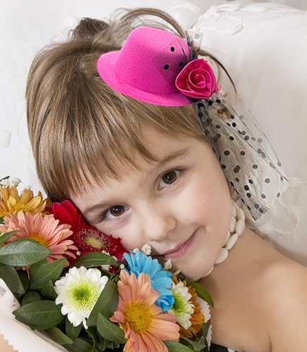 Jastore Mini Tea Party Hats for Kids Little Girls Derby Fascinators Church Hat Accessories Tea Party Accessories3