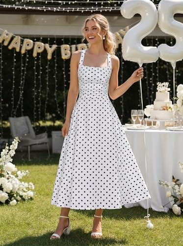 Image of Kaximil Women's Square Neck Corset A Line Maxi Dress Ruffle Ruched Waist Flowy Long Dresses