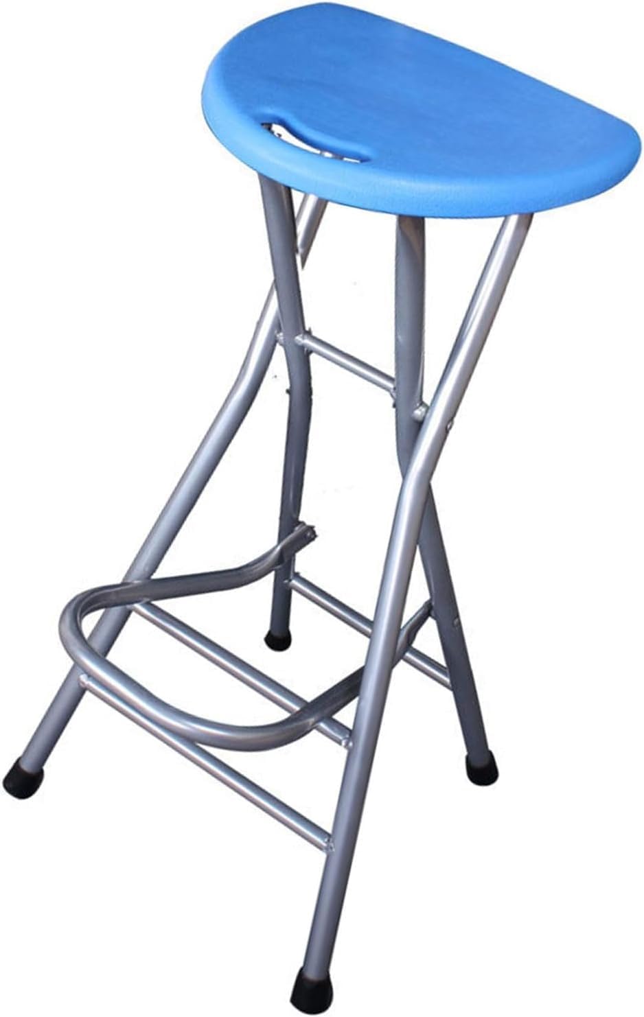 Portable Folding Stool with Footrest Heavy Duty Chair for Camping Fishing Kitchen Compact and Foldable(Blue,37 * 37 * 72CM)