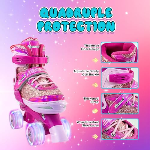 DFXLF Girls Adjustable Roller Skates