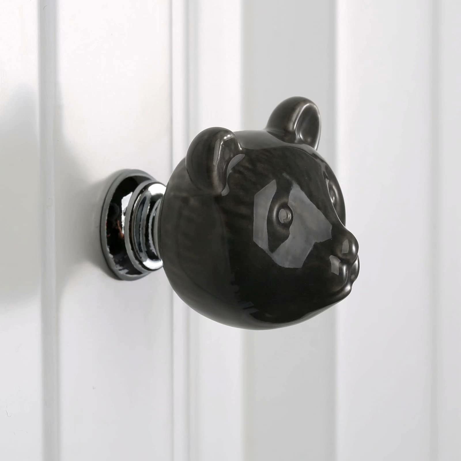 Bouton en cristal, boutons de dessin, poignée de porte en céramique verte, forme de tête d'ours, poignée d'animal mignon, utilisé pour la décoration de chambre d'enfant, armoires ménagères