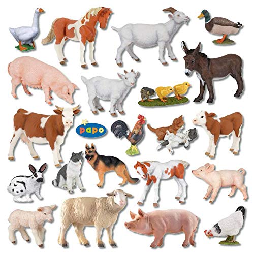 Wiemann Lehrmittel 24 Bauernhoftiere im Set, Hoftiere als Spielzeugfiguren