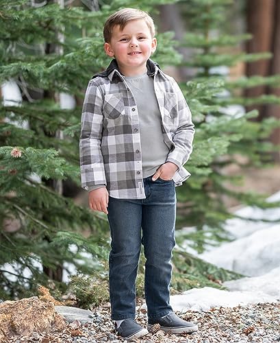 Image of RUGGEDBUTTS Boys Solid Cotton Long Sleeve Button Down Shirt with Button Tabs
