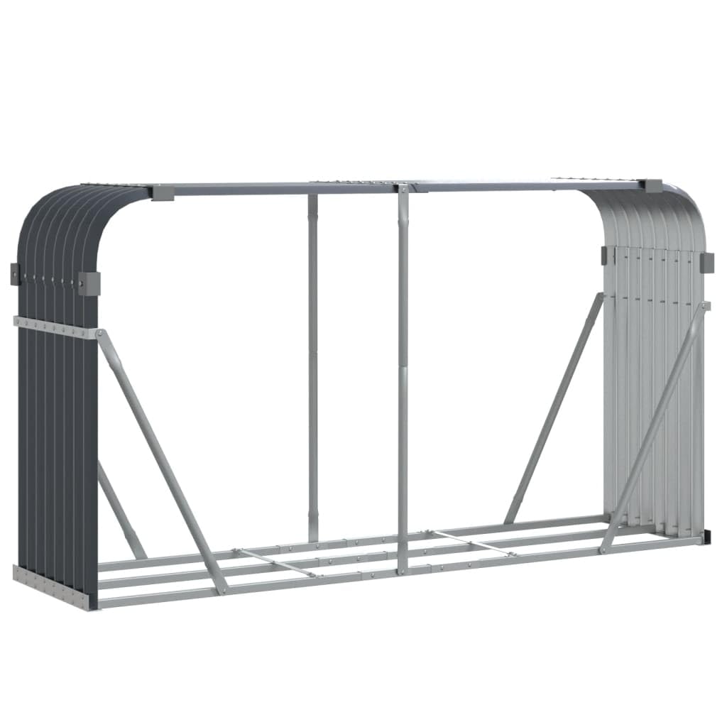 Vidaxl Log Holder Firewood Rack Log Wood Storage Galvanised Steel Anthracite