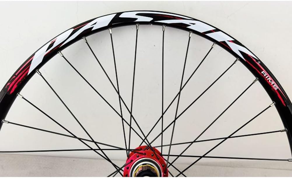 24inch Bikes Wheelset Disc Brake Quick Release Mountain Bike Wheel Aluminum Alloy Double Wall Rim Front and Rear Wheels 7/8/9/10/11/12 Speed Cassette 32 Holes (Color : Red, Size : 24'')