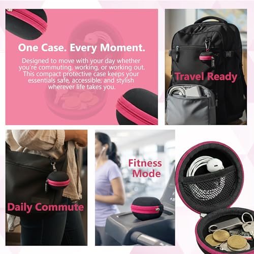 Image of GadgetBite Earphone Carrying Case, Multi-Purpose Travel Organizer for Earphones, Headsets, Pen Drives, SD Cards, Shock-Proof Ballistic Nylon, Soft Fabric, Mesh Pocket for Accessories - Pink