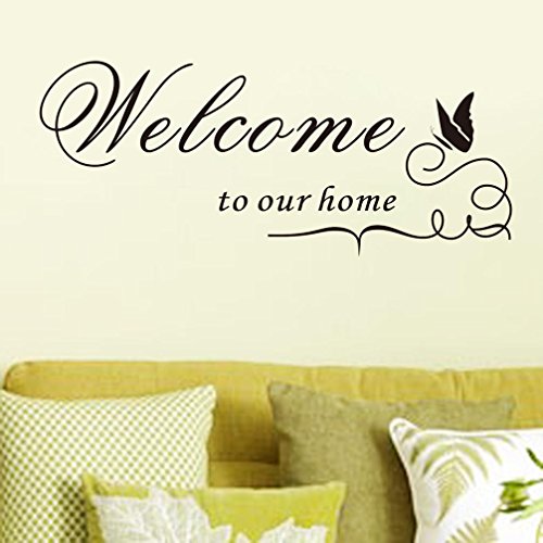 ComosCL Autocollant mural en vinyle avec inscription « Welcome to Our Home » et citations en anglais Cover
