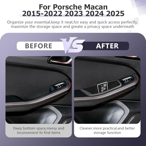 Image of LUWU Door Tray Organizer Compatible with 2015-2026 Porsche Macan S /T /GTS Accessories Center Console Organizer Armrest Console Storage Box Insert Tray ABS Material Black 4PCS (Not for Macan EV)