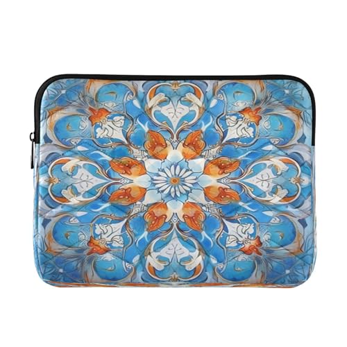 Funda para portátil Mandala Boho Floral azul de 13-14 pulgadas miniatura 1