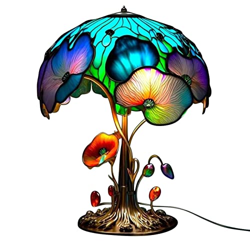 Ajgsom Stained Glass Plant Series Table Lamp, 2023 New Vintage Desk Lamps Decorative Bedside Lamp, 20 Inch Hight Table Lamp Night Light, Handmade Night Light Table Lamp For Home Decorations (08) #TOP3