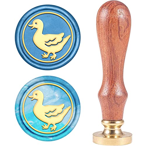 CRASPIRE Wax Seal Stamp Vintage Wax Sealing Stamps Duck Retro Wood Stamp Removable Brass Head 25mm for Wedding Envelopes Invitations Embellishment Bottle Decoration Gift Packing