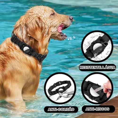 KIT 2 Coleira Localizadora Com Encaixe Para Tag Localizadora Pet Reflexiva COLLAR DOG DURAVEL RASTRE