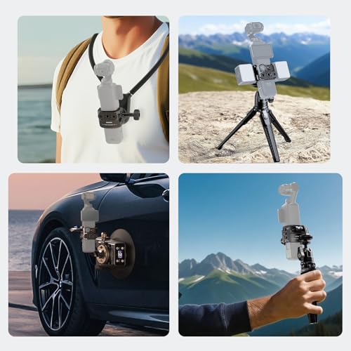 Image of NEEWER Pocket 3 Cage & Action Camera Adapter Compatible with DJI Osmo Pocket 3 and Action 2 Magnetic Mount, Aluminum Alloy Rig with 1 /4 inch Thread and Cold Shoe for Extension Accessories, AC009 Pro