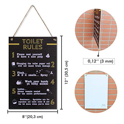 Carispibet Toilet Rules - Home Decorative Signs Funny Quirky Plaques Bathroom Decor Home Accessory 8X12'' #TOP1