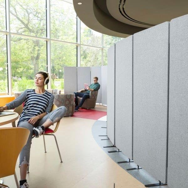 Stand Up Desk Store ReFocus Freestanding Noise Reducing Acoustic Room Wall Divider Office Partition (Cool Grey, 72" x 66", Zippered 3-Pack)