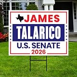 James Talarico For Texas Senate 2026 Yard Sign, Corrugated Plastic Senate Elections, Race Red White & Blue Yard Sign with Metal H-Stake (18" x 12", Single Sided)