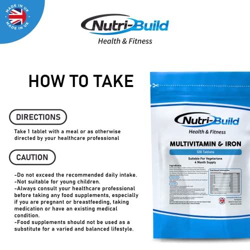 Multivitamin & Iron Tablets for Women and Men - Essential Minerals Vitamins A, C, D, E, B Complex - Vegetarian Adult Daily Multivitamins for Overall Wellness - Immunity Booster - Made in The UK - Image 4
