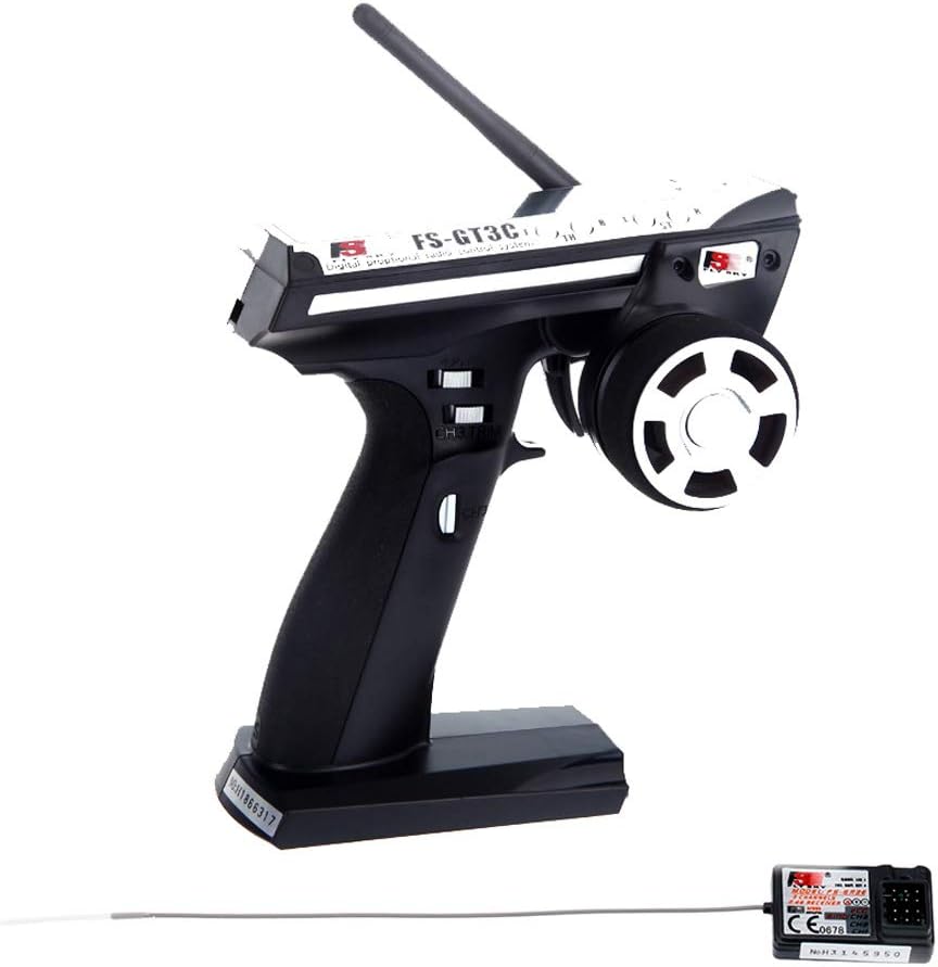 GoolRC Flysky FS-GT3C RC Transmitter 2.4Ghz 3CH LCD Remote Controller with FS-GR3E Receiver for RC Car Boat (Black)