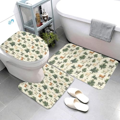 Tapis de salle de bain absorbant et lavable à imprimé chèvre