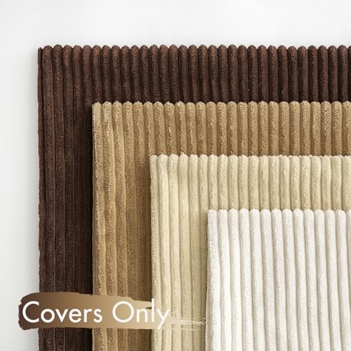 MIULEE Corduroy Cushion Covers Soft Decorative Square Throw Pillow Covers for Spring Cushion Soft Pillowcase Striped Corduroy Cushion Covers Pack of four for Home decor Sofa 16x16 Inch Coffe Brown - Image 4
