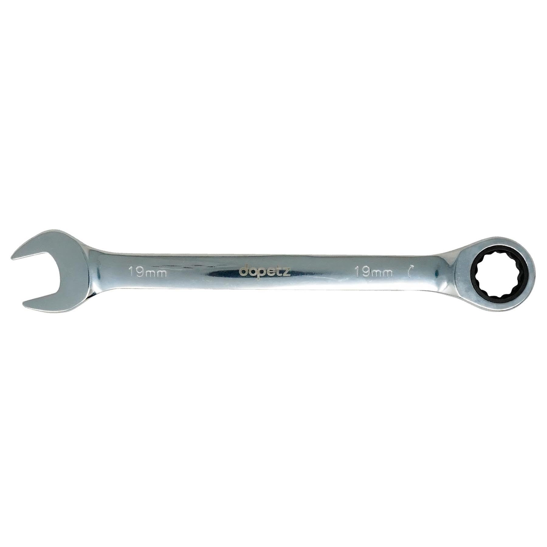 Dapetz ® Fixed Head Ratchet Spanner Ratcheting Combination Wrench Chrome Vanadium Steel Fixed Head Gear Wrench Open End 19mm Spanner Under Narrow Space Condition