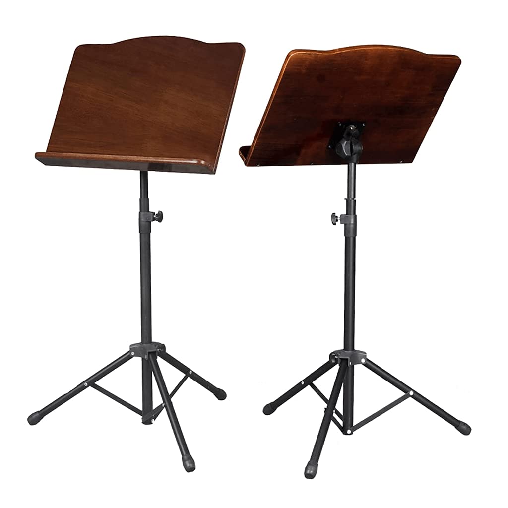 Leggio Regolabile in Altezza, Supporto Portatile per spartiti, Supporto Pieghevole per spartiti, Supporto in Legno e Metallo, treppiede，Brown