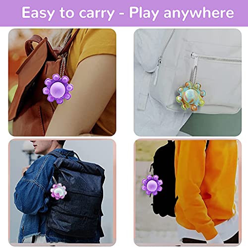 Image of PATPAT Double-Sided Bubble Fidget Toy Simple Dimple Reversible Octopus Colorful Rainbow Tie Dye Silicone Sensory Toys with Keychain Flip Relieve Stress Finger Toys Best Gift for Kids (Random Color)