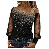 Top für Damen: Dieses elegante Top ist wieder einfarbig mit einem sexy V-Ausschnitt und langen Ärmeln aus transparenter Spitze. Es kann problemlos mit allen Kleidungsstücken und Schuhen in Ihrem Kleiderschrank kombiniert werden, wie Röhrenjeans, Leggings, Röcke, Stiefel, High Heels oder Sportschuhe, für einen eleganten und lässigen Look zu jeder Jahreszeit. Es ist auch ein lockeres, gerades T-Shirt und passt sich jeder Körperform an.
