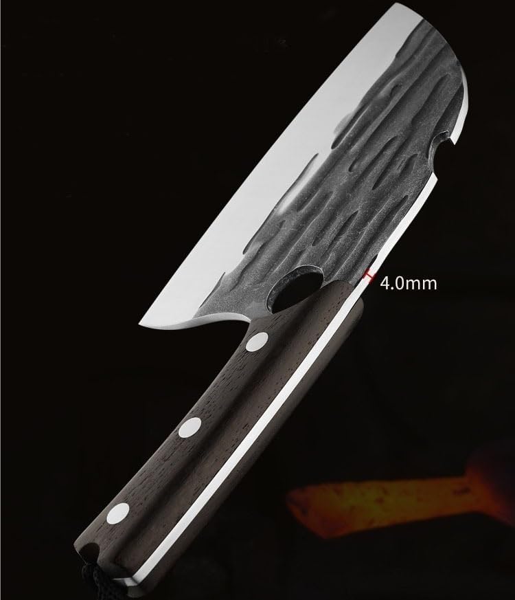 Meat Cleaver,Cleaver Knife Traditional Hand-Forged Kitchen Knife Hammer Stainless Steel Chef Chopping Knife Cooking Knife Wooden Meat Cleaver Butcher Knife (Color : Only Knife)