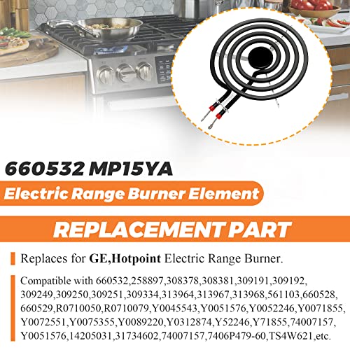 660532 Mp15Ya Electric Range Burner Element 6 Inch 1500W 4 Turns Surface Element Replacement For Whirlpool Kenmore Ranges Replacement Burners Wfc310S0Ak, Rf110Axsq3, Kf330Add1,Ffef3011Lwd,Etc. #TOP6