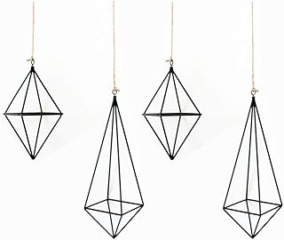 Lvpage Air Plants Holders Black Hanging Airplant Planter Hangers 4 Pcs Metal Himmeli Décor 2 Size Geometric Tillandsia Hol...