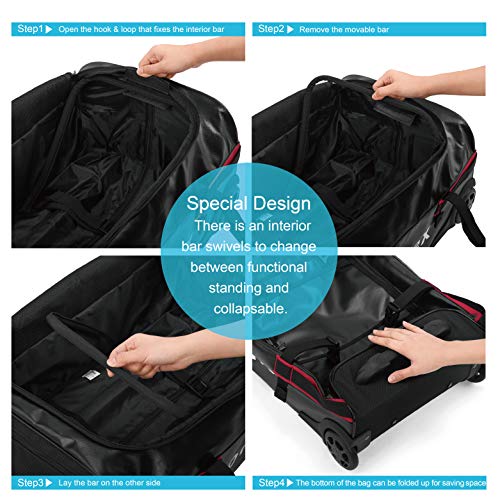 Gonex Rolling Duffle Bag with Wheels, 50L Water Repellent Wheeled Travel Duffel Carry On Luggage with Rollers 22 inch, TSA Approved Luggage Lock Included, Black