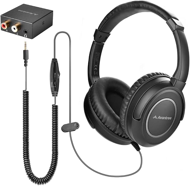 Avantree Easy-to-Use Wired TV Headphones, Extra Long Cable, Support All TV, Digital or AUX, Charge-Free, Pairing-Free - HF2039