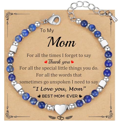 Christmas Gifts for Women, Stocking Stuffers for Teens Beaded Bracelets for Women Gifts for Mom Christmas Gift Mothers Day Gift for Grandma Daughter Bonus Mom Nature Stone Bead Bracelet Graduation Jewelry for Her 2026