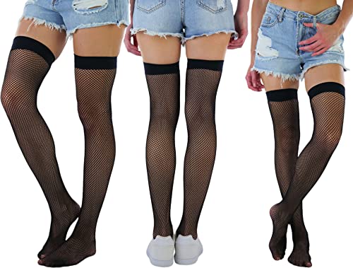 Image of ToBeInStyle Women's Diamond Large and Fine Fence Net Fishnet Nylon Thigh High