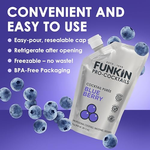 Funkin Blueberry Puree | 100% Real Fresh Fruit Juice for Cocktails, Drinks, Smoothies, Cooking 2.2 lbs with No Added Preservatives or Flavorings | Gluten Free - Thumbnail 6