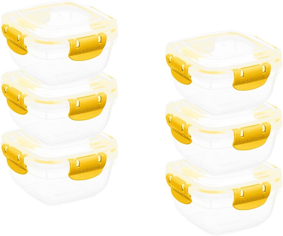 Superio Plastic Food Storage Containers with Airtight Lids, 6 Pack- 16 Oz, BPA Free, Leakproof, Stackable, Microwave, Dishwasher, Freezer Safe, Green