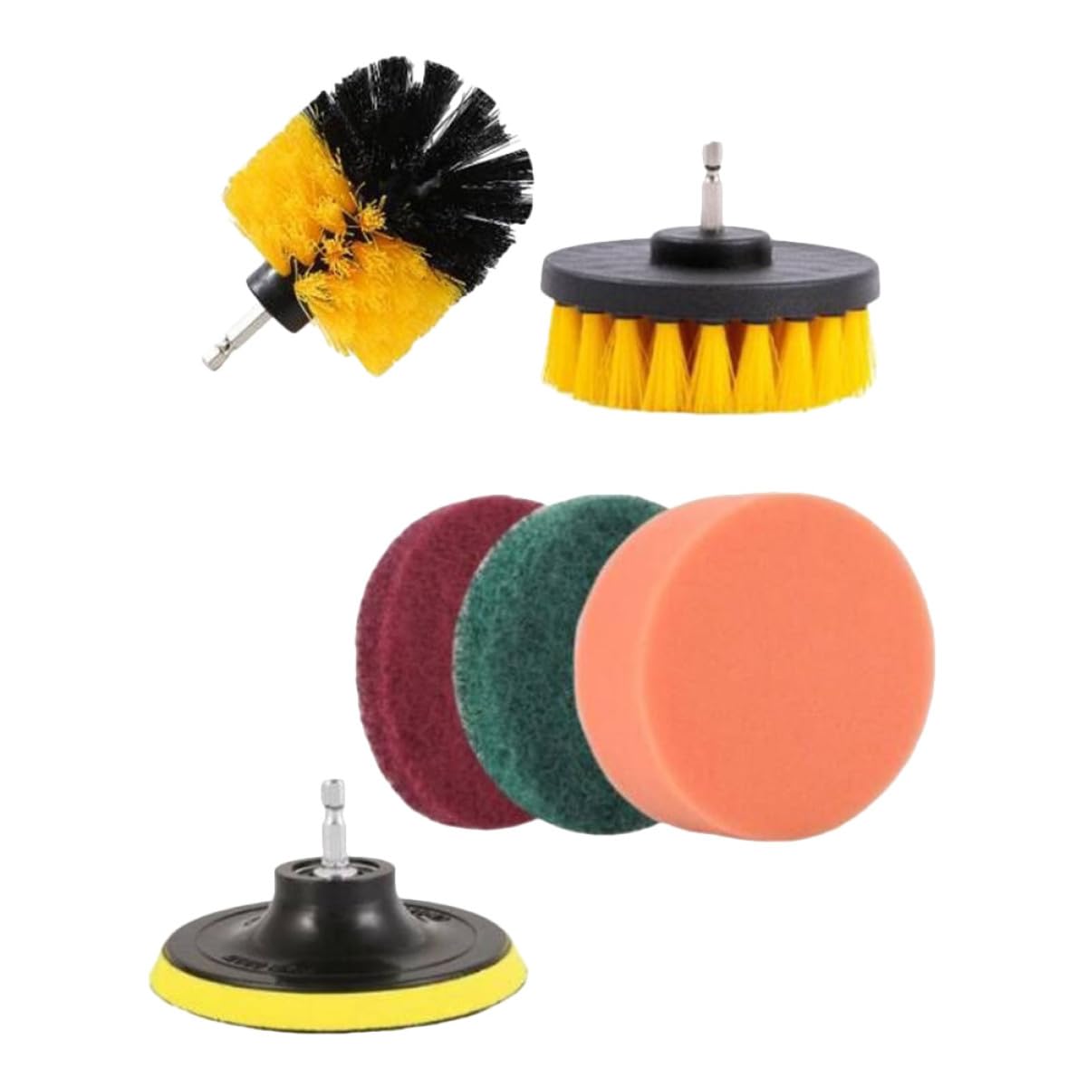 GLEAVI Electric Drill Brush Scrubbing Pad Set 6pcs Nylon Hex Shank Cleaning Brush Kit for Cars and Vehicles