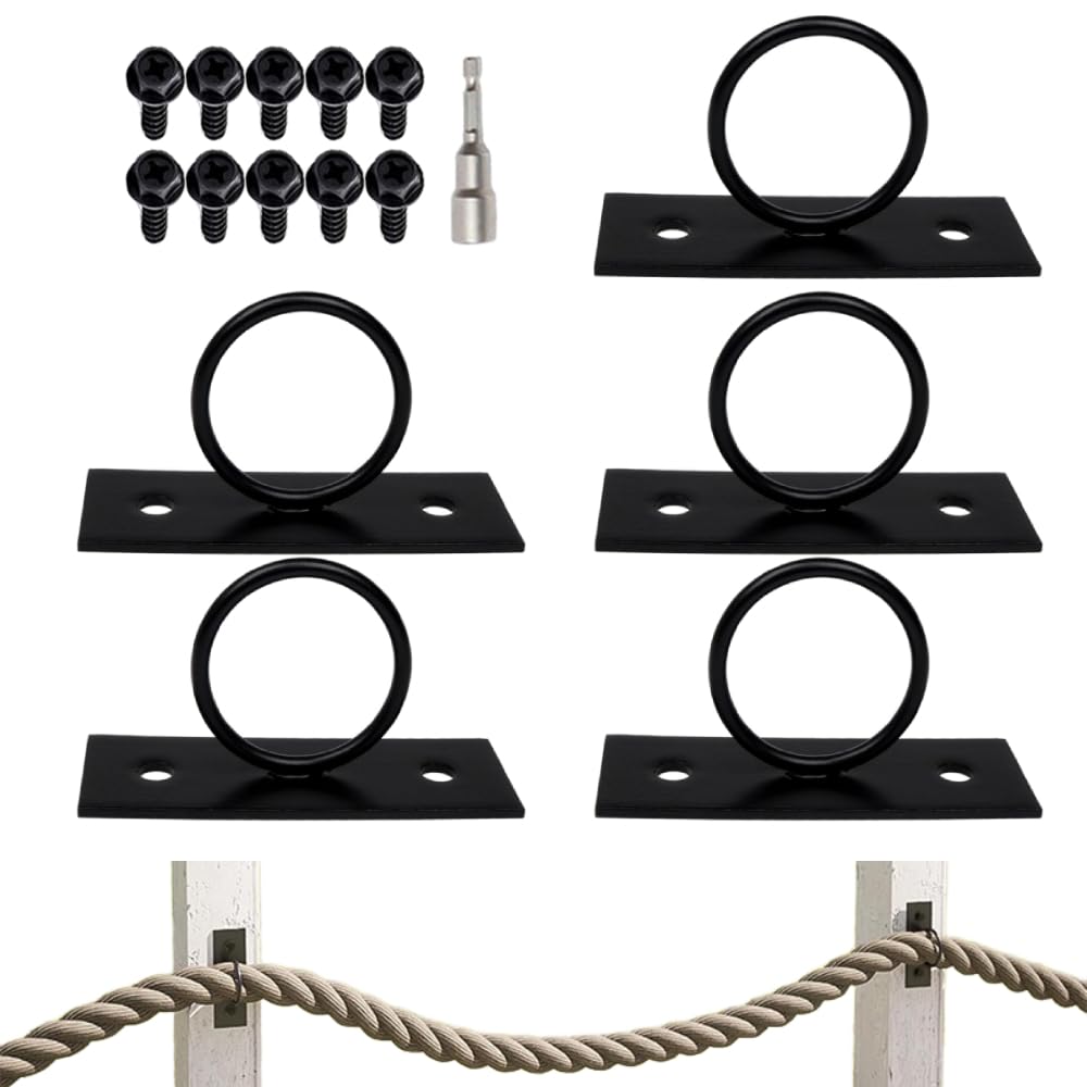 SEIWEI Kit de soporte de valla de cuerda de acero inoxidable con tornillos y casquillo (5 piezas)