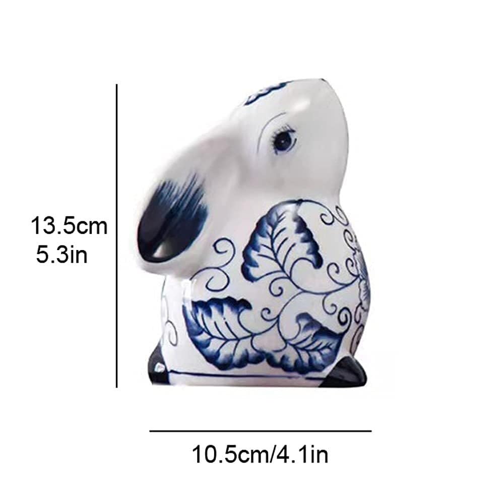 Dekoracja biurowa ceramiczne posągi królika niebiesko-białe porcelanowe figurki Chinoiserie Nowoczesna dekoracja domu (A)